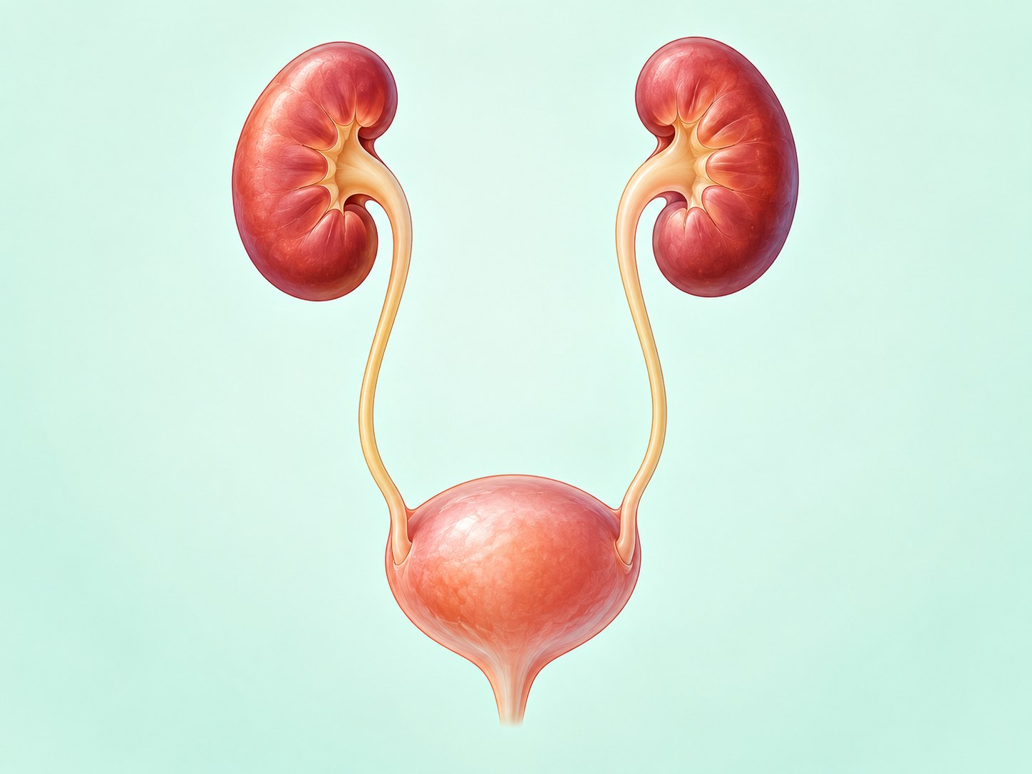 Medizinische Illustration von Nieren, Harnleitern und Harnblase