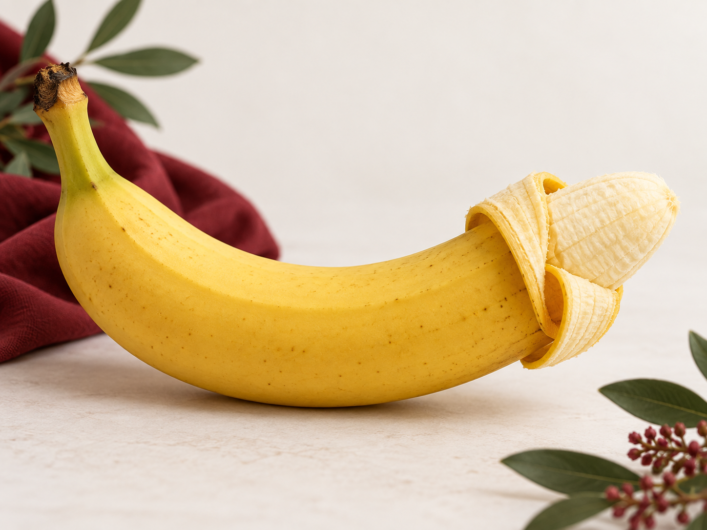 Illustration einer teilweise geschälten Banane